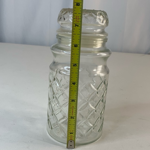 Vintage 1984 Planters Mr. Peanut Diamond Pattern Clear Glass Jar With Lid - Picture 9 of 10